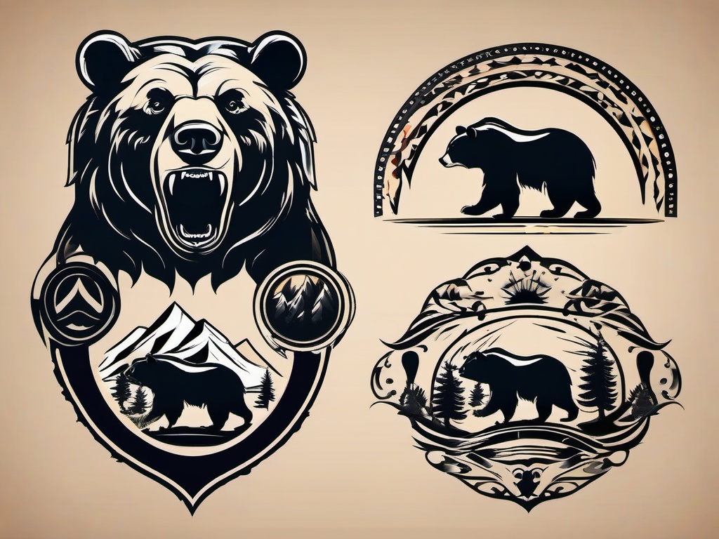 bear track tattoo  simple vector color tattoo