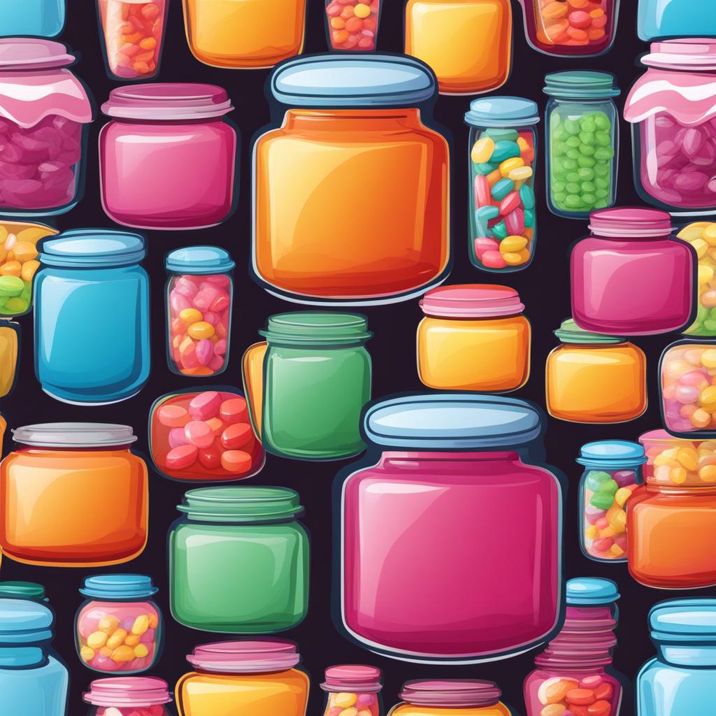 candy clipart: displayed in colorful jars at a candy shop. 