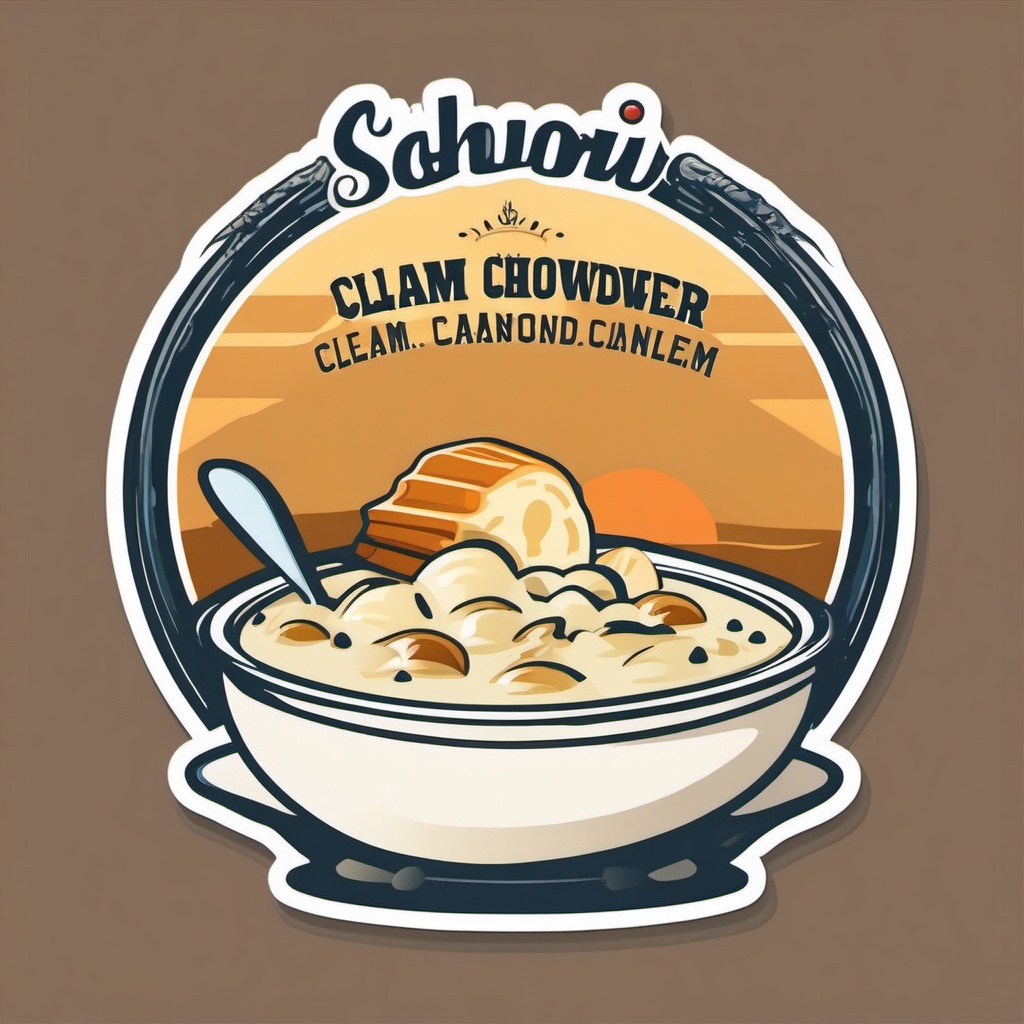 Clam Chowder Sticker - Warm your soul with a hearty bowl of New England clam chowder, , sticker vector art, minimalist design