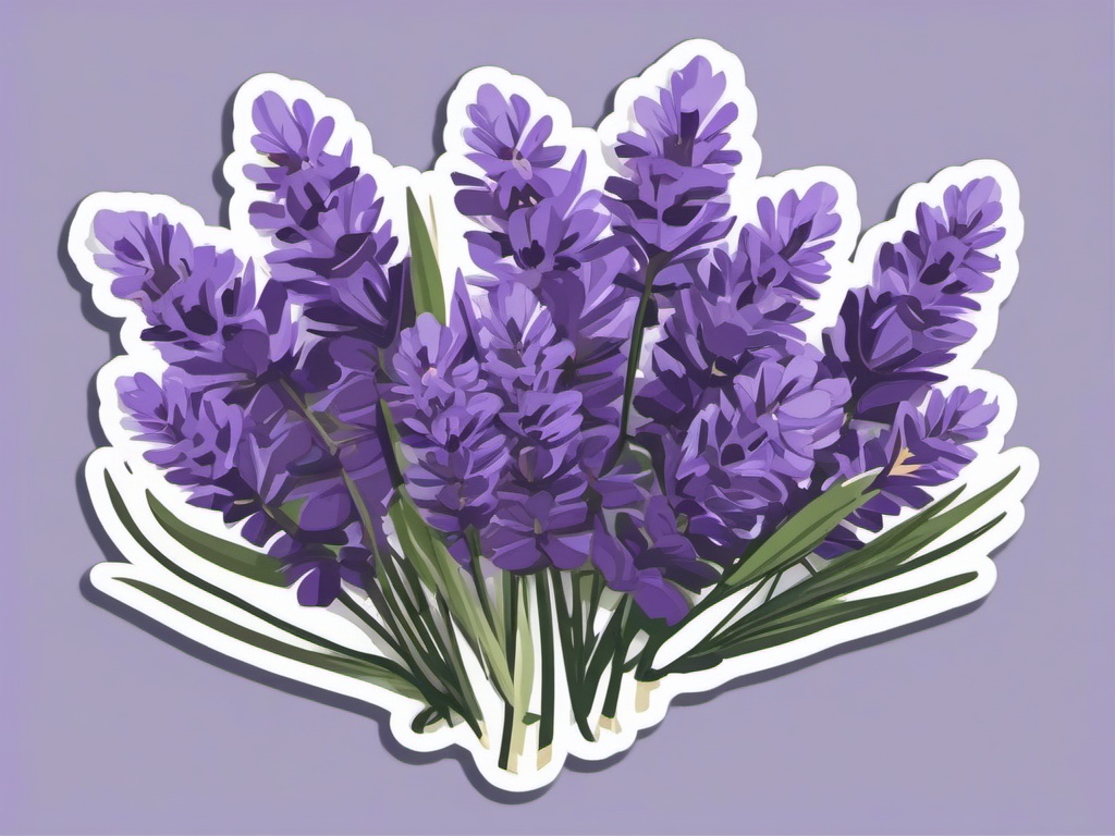 Lavender Sticker - Enjoy the soothing and aromatic beauty of a lavender bunch sticker, , sticker vector art, minimalist design