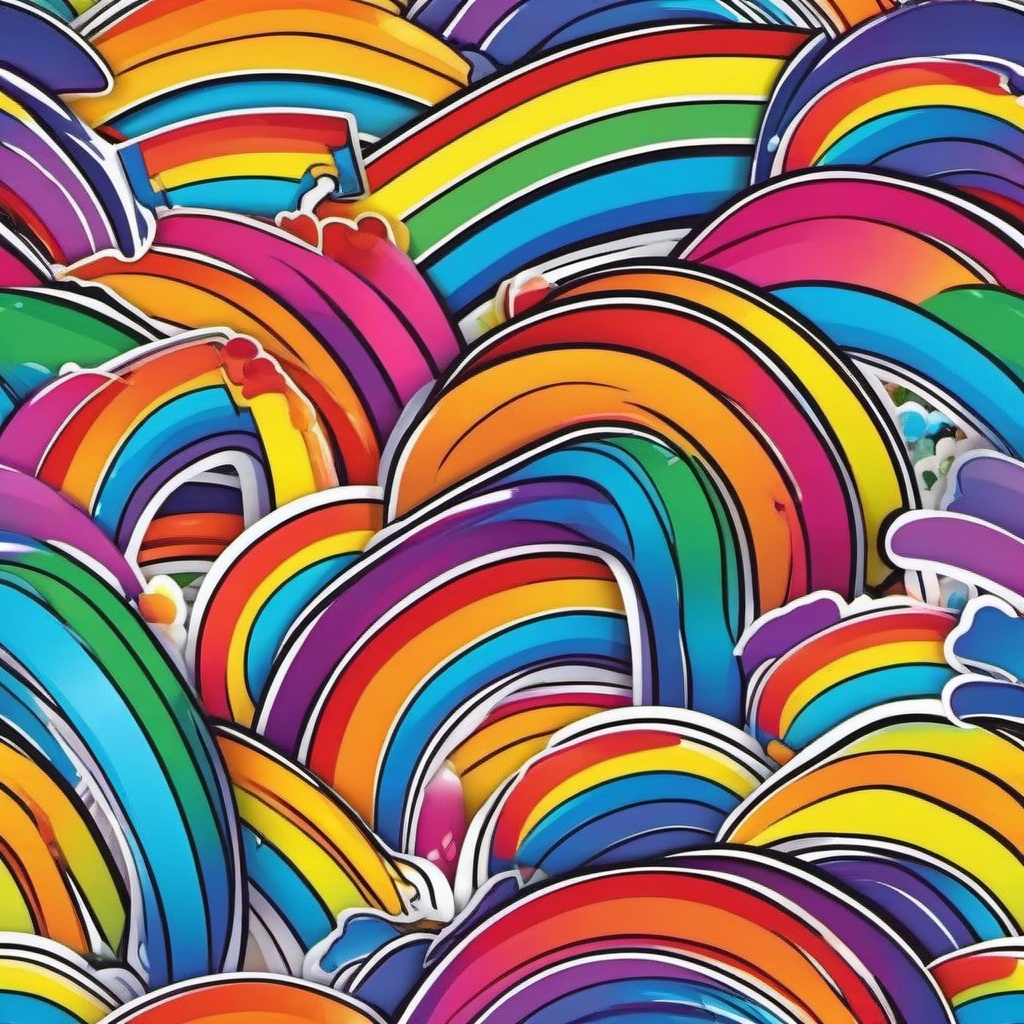 Rainbow Sticker - Bright and cheerful rainbow, ,vector color sticker art,minimal