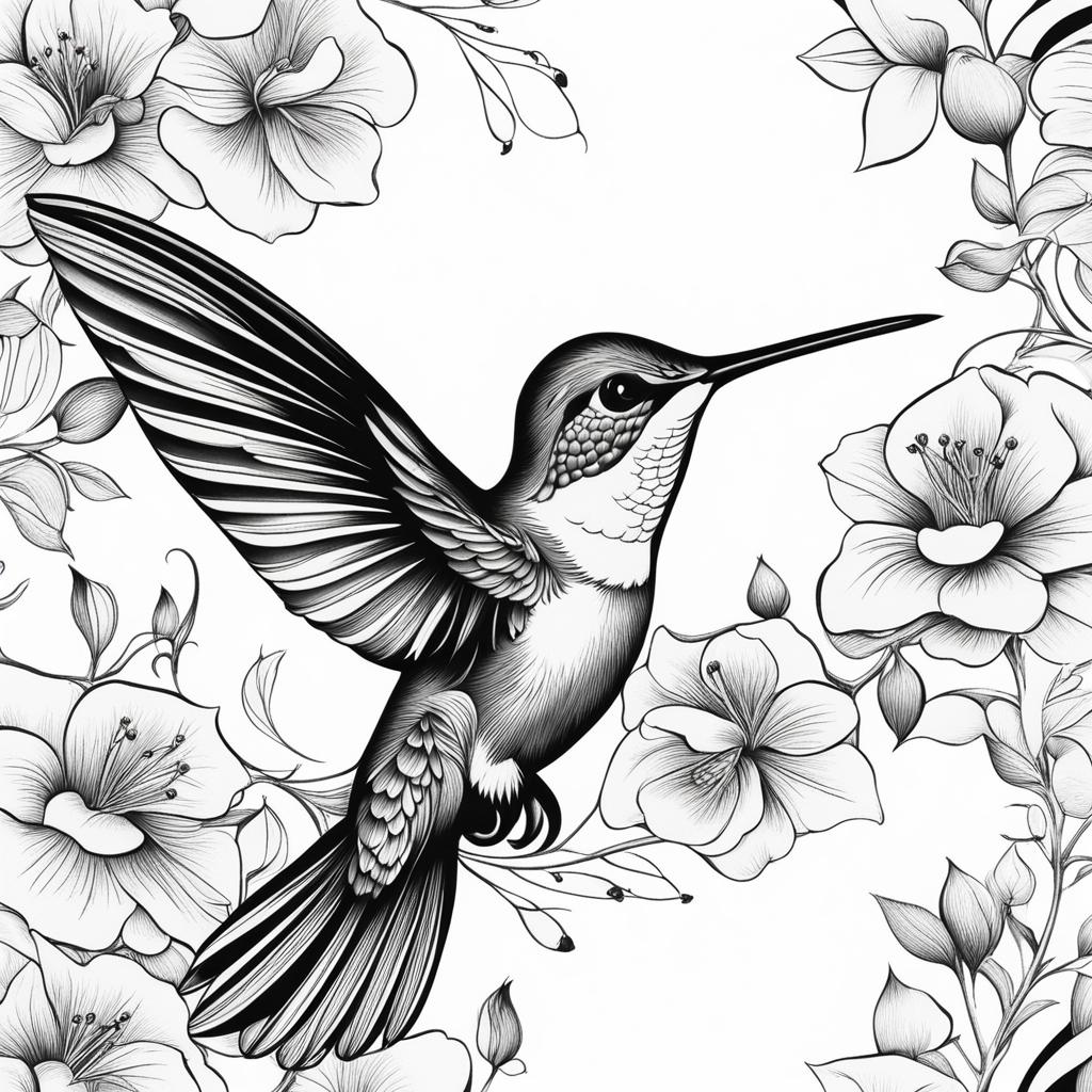 hummingbird tattoo black and white design 