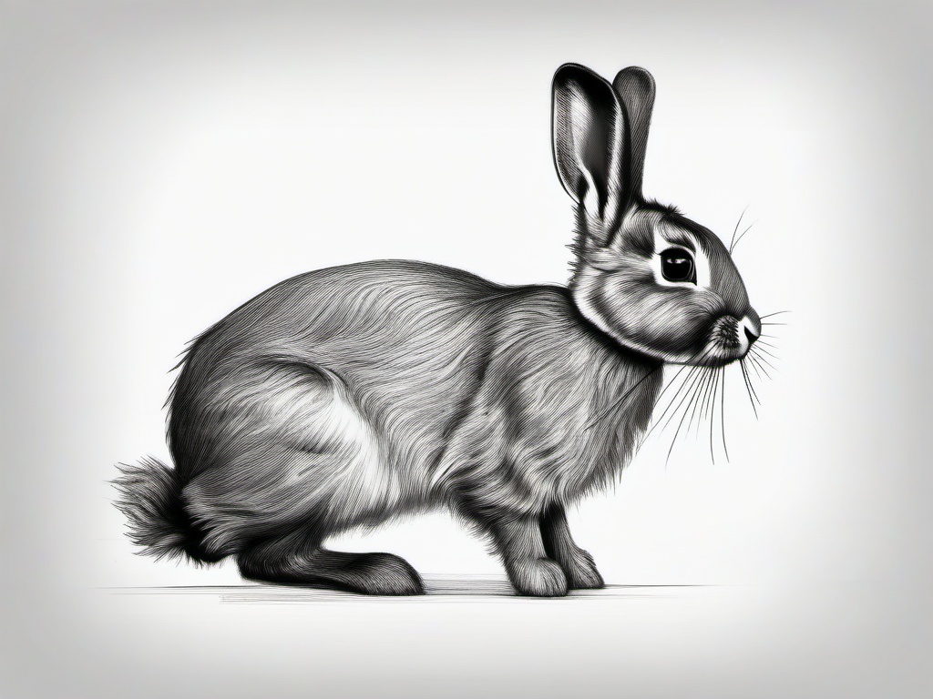 pencil sketch of rabbit  minimal rough sketch scribbles,doodles,black and white