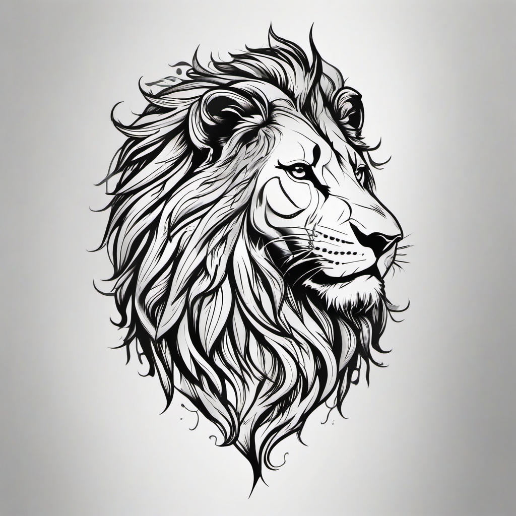 Nemean Lion Tattoo - Highlight the mythological battle with a Nemean lion tattoo, featuring the fierce and iconic lion from Hercules' legendary exploits.  simple color tattoo, minimal, white background