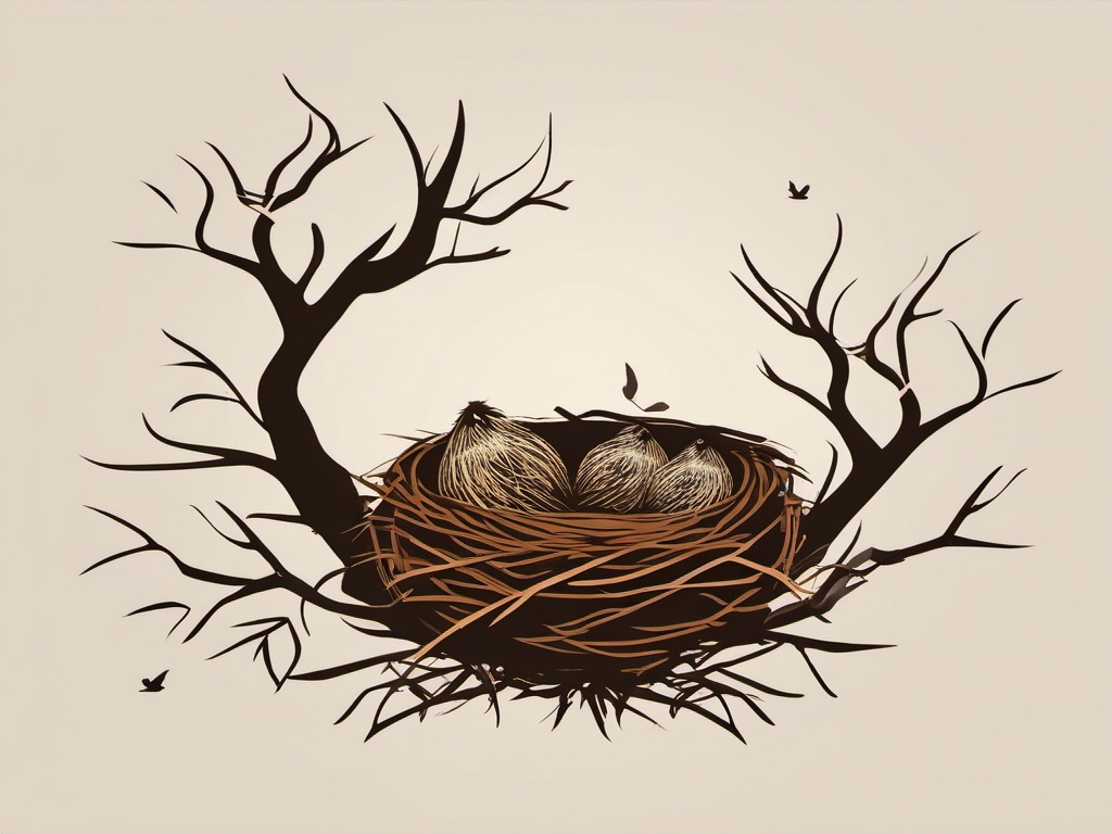 Bird's Nest clipart - A cozy bird's nest in a tree, ,vector color clipart,minimal