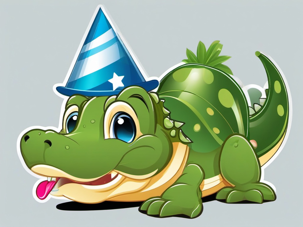 Alligator clipart - alligator wearing a party hat  