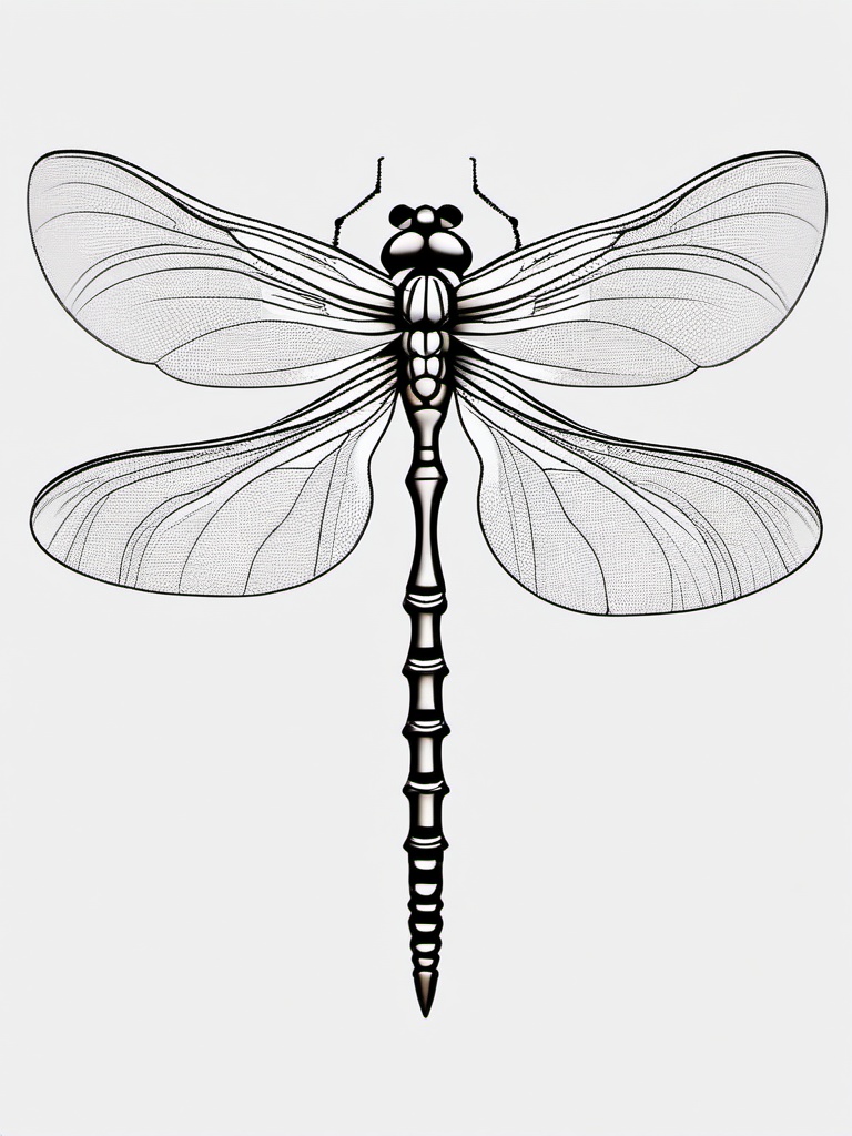 Elegant Dragonfly Tattoo - Sophisticated and stylish tattoo showcasing an elegant dragonfly.  simple color tattoo,minimalist,white background