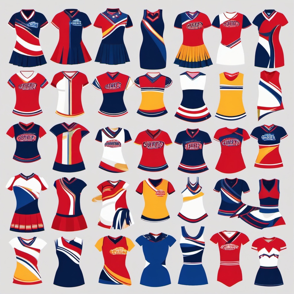 Cheer clipart - colorful cheerleading uniforms  