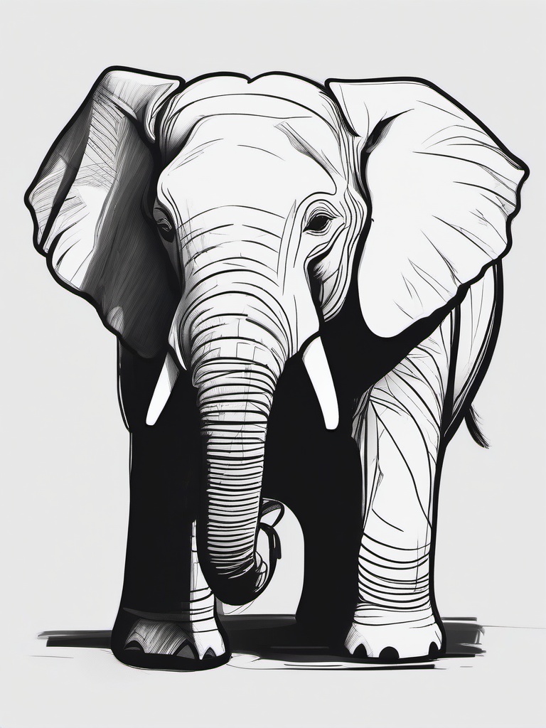 drawing of a dwarf elephant  minimal rough sketch scribbles,doodles,black and white