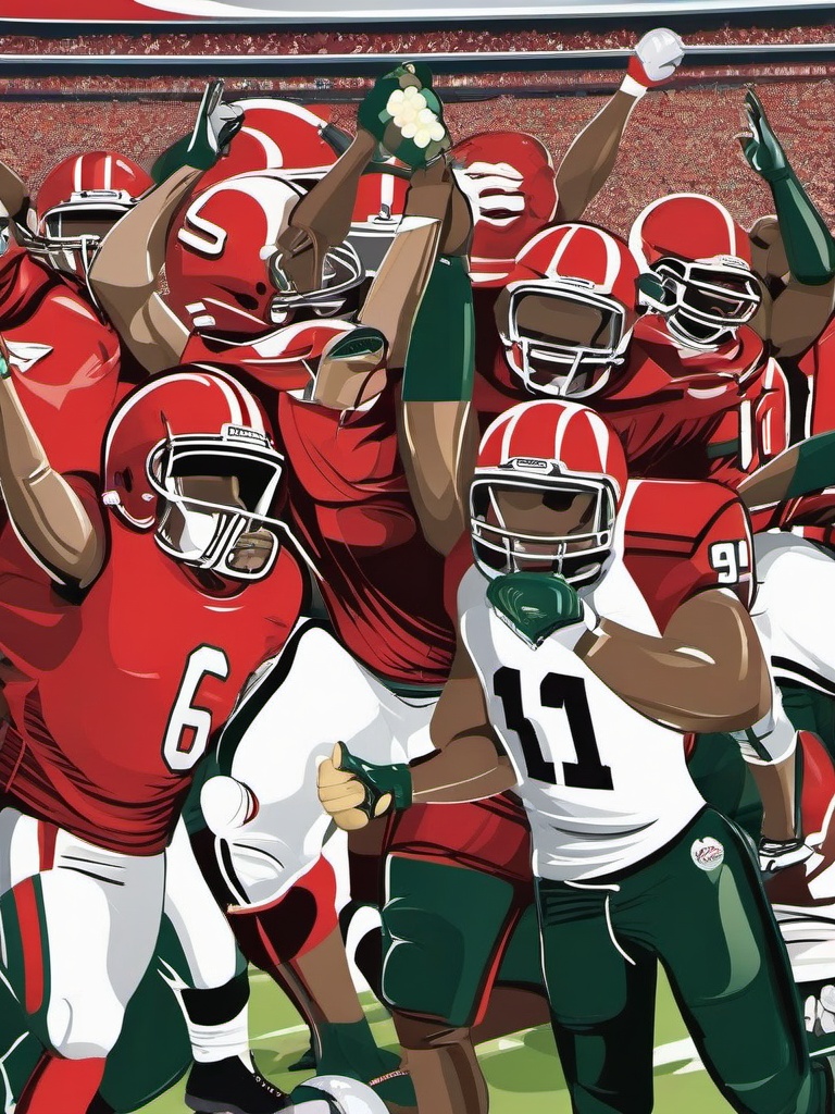 Football clipart - team celebrating a victory  