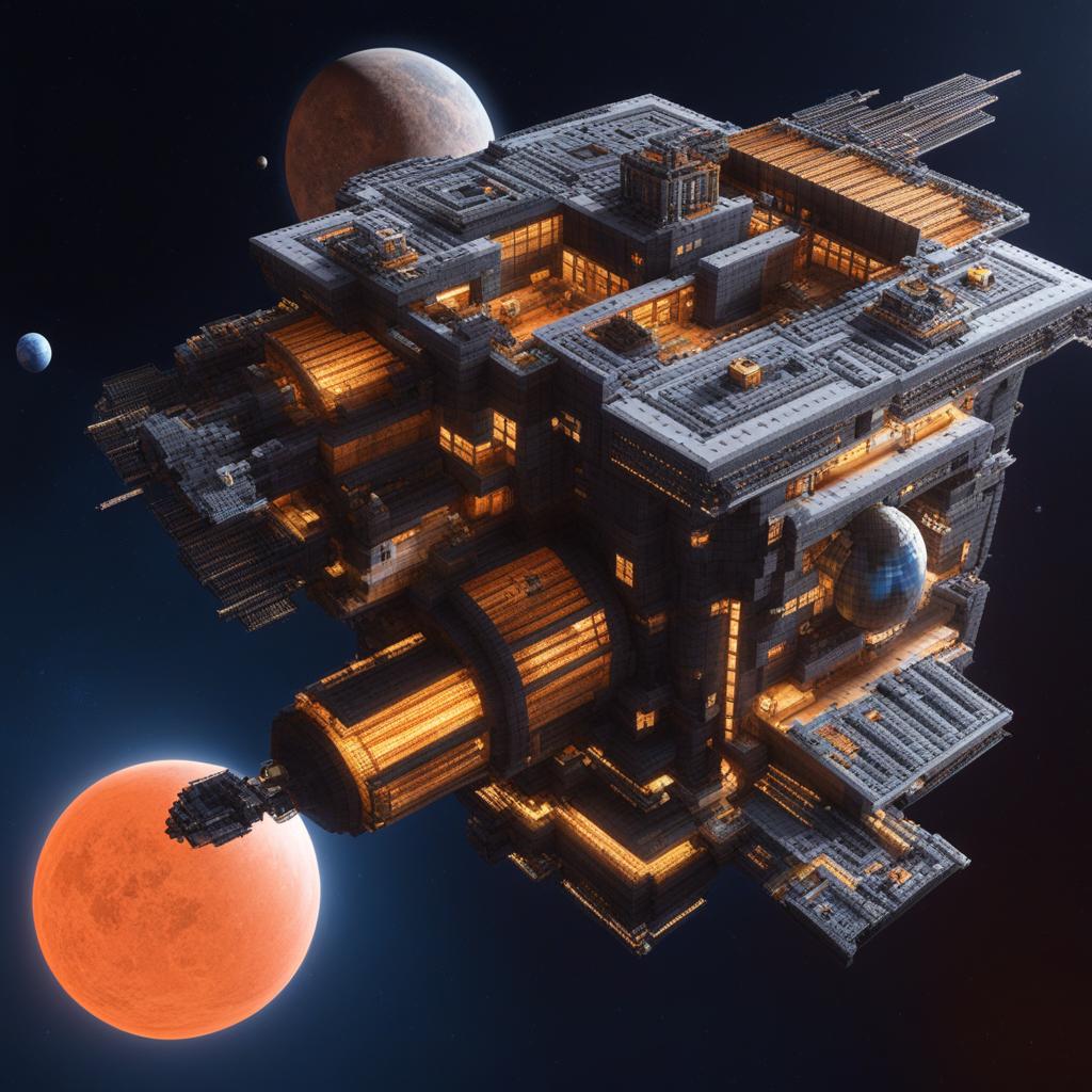 space station orbiting a distant planet - minecraft house design ideas minecraft block style