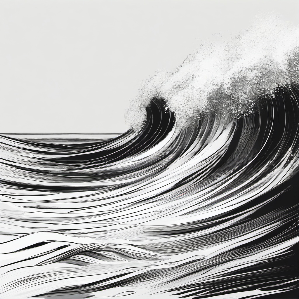 drawing of waves crashing on the shore  minimal rough sketch scribbles,doodles,black and white