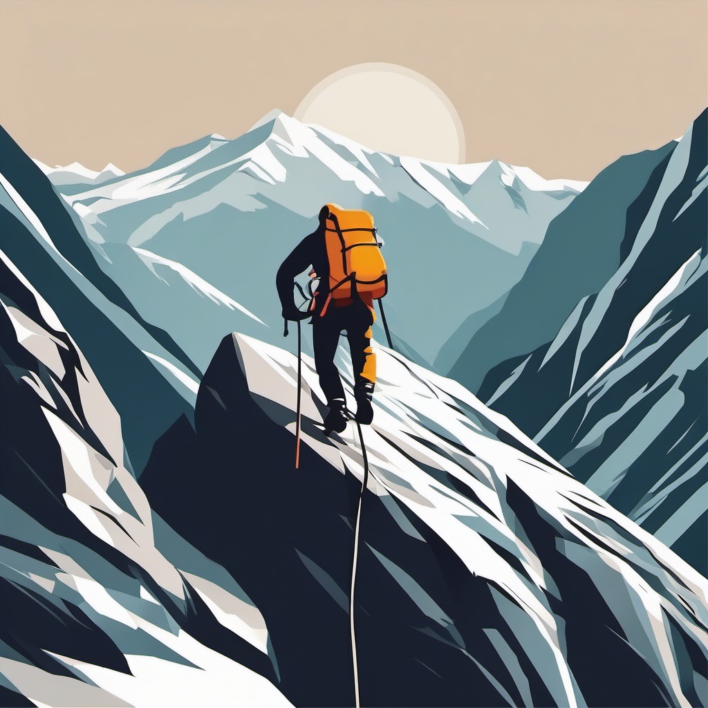 Mountain Climber's Challenge clipart - Taking on a challenging climb, ,vector color clipart,minimal