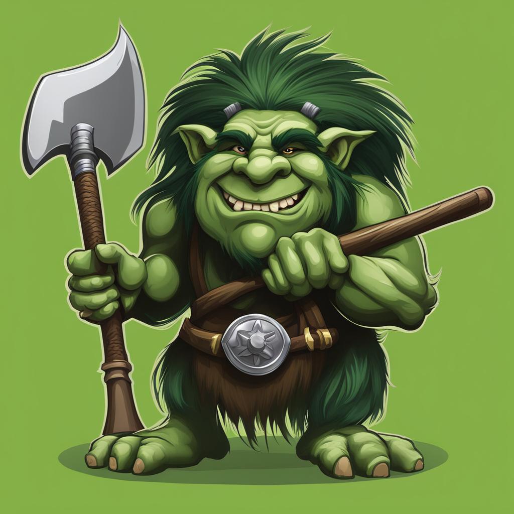 troll clipart - a lumbering troll with green skin and a club. 