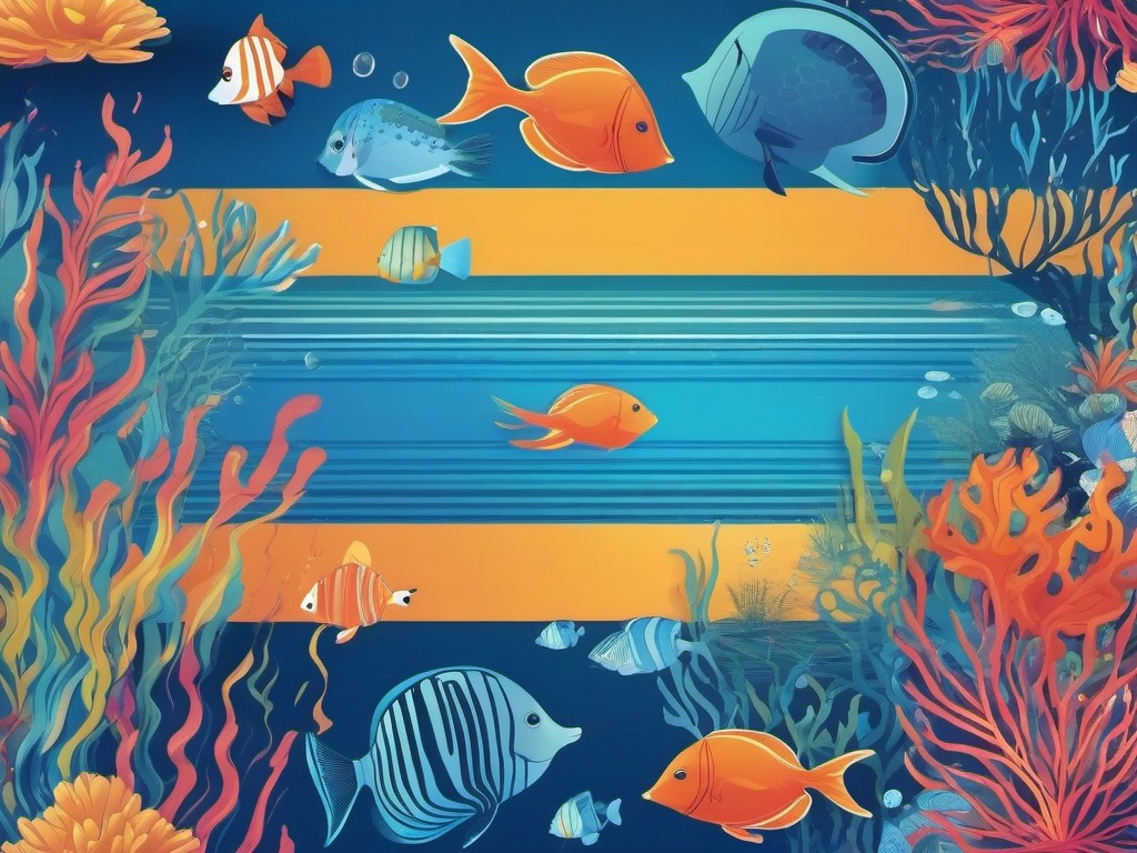 Blue Backgrounds - Underwater Adventure with Marine Life wallpaper splash art, vibrant colors, intricate patterns