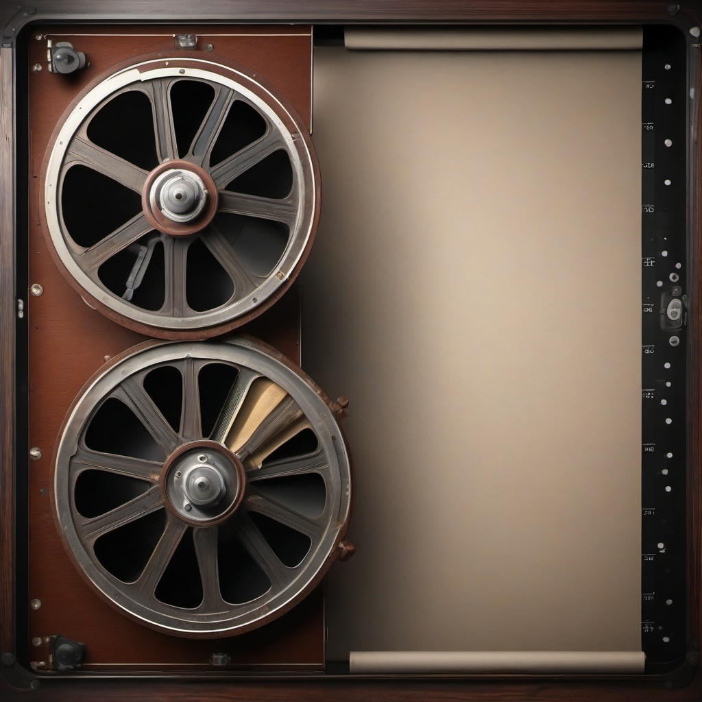 Old film projector screen top view, photo realistic background, hyper detail, high resolution