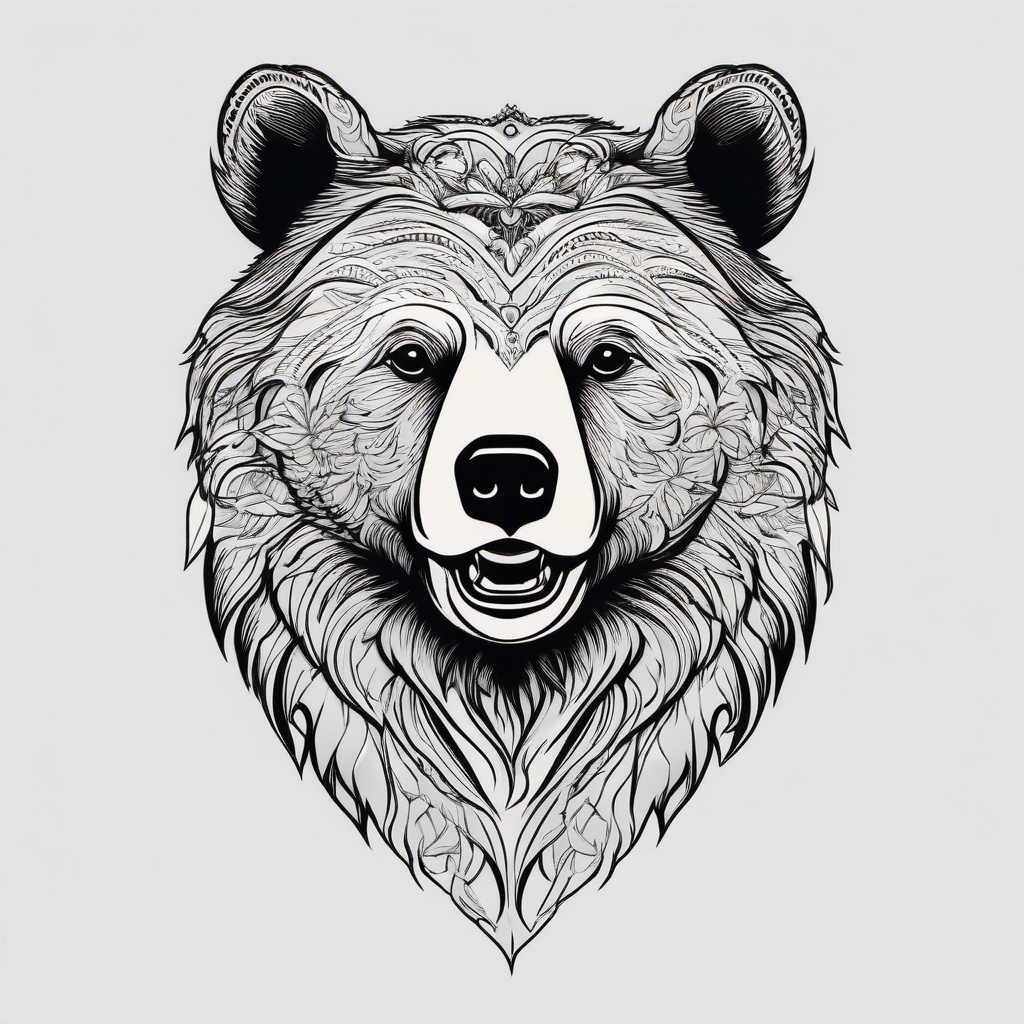 black bear outline tattoo  simple vector color tattoo