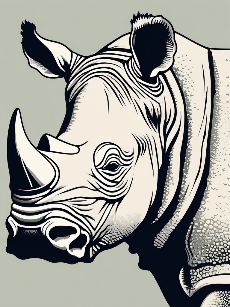 Rhinoceros clipart - Massive herbivore with a horned snout, ,vector color clipart,minimal