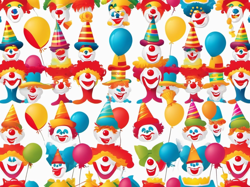 Birthday Clown clipart - Silly and cheerful birthday clown, ,vector color clipart,minimal