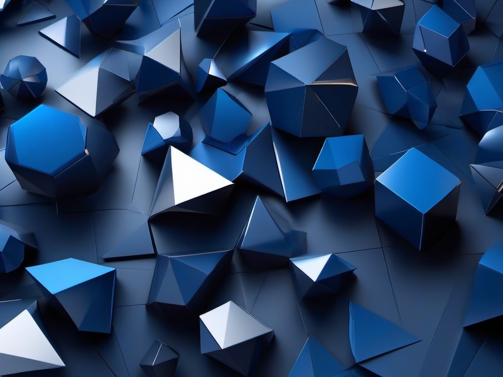 Blue 3D Wallpaper-Deep blue with geometric 3D shapes popping out, giving a modern, futuristic feel  background wallpaper