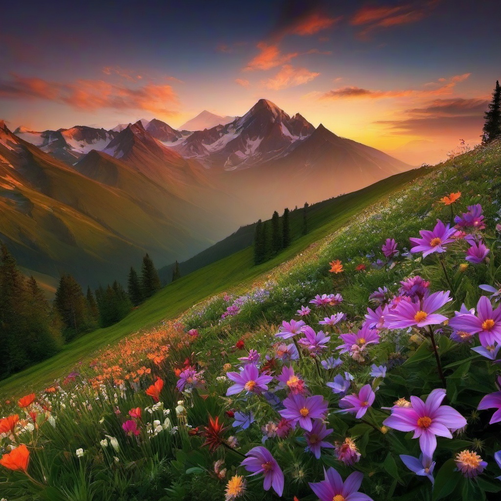 Mountain Background Wallpaper - mountain flowers background  