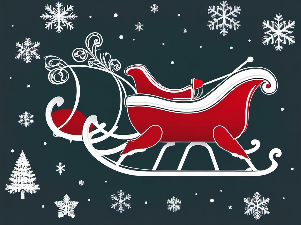 Clipart of Santa's sleigh, A classic depiction of Santa Claus on his sleigh.  simple, 2d flat