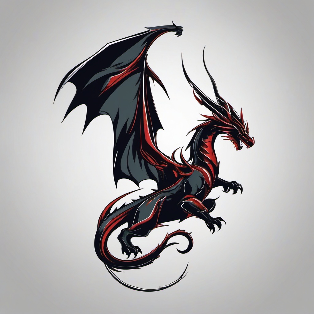 Dragon Knight Tattoo - Tattoo depicting a dragon in a knightly pose.  simple color tattoo,minimalist,white background