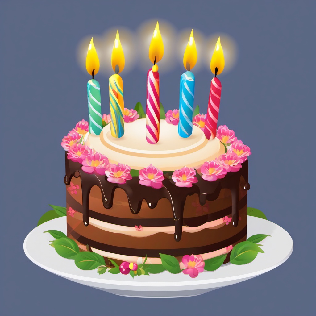 May clipart - May birthday cake with candles  