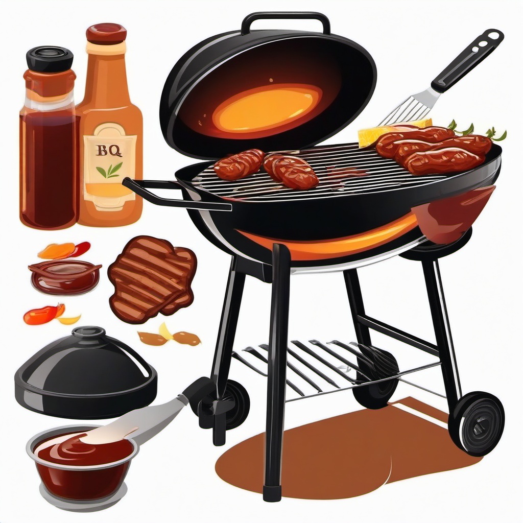 BBQ with barbecue sauce clipart.  vector style illustration, white background