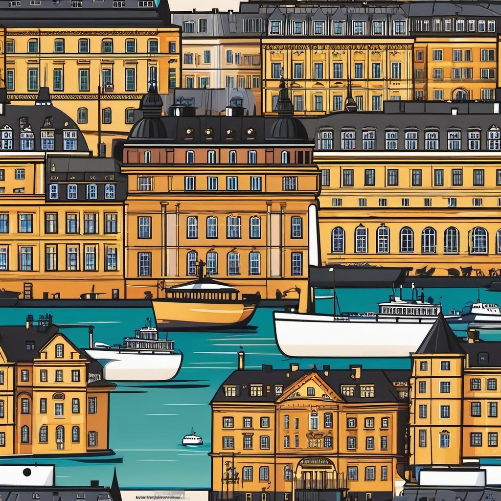 Stockholm clipart - Stockholm Palace and city islands, ,color clipart vector style