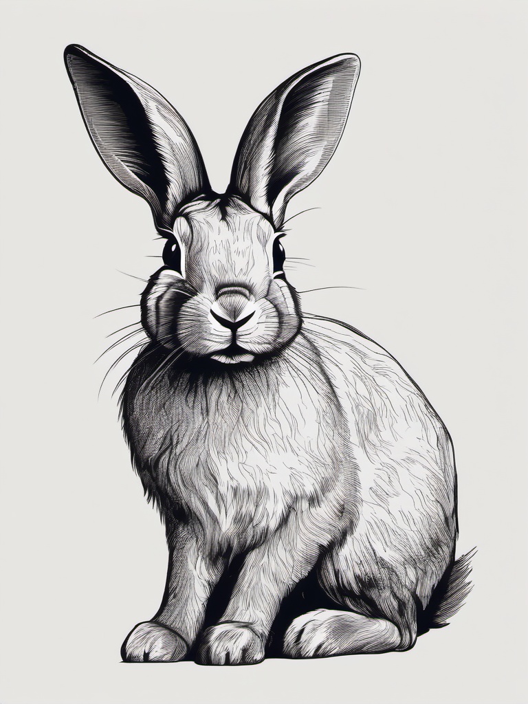 drawing of a rabbit  minimal rough scribbles,doodles,black and white