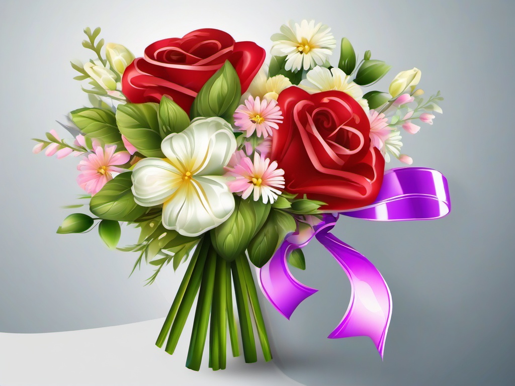 Bow clipart - bow tied around a bouquet of flowers  