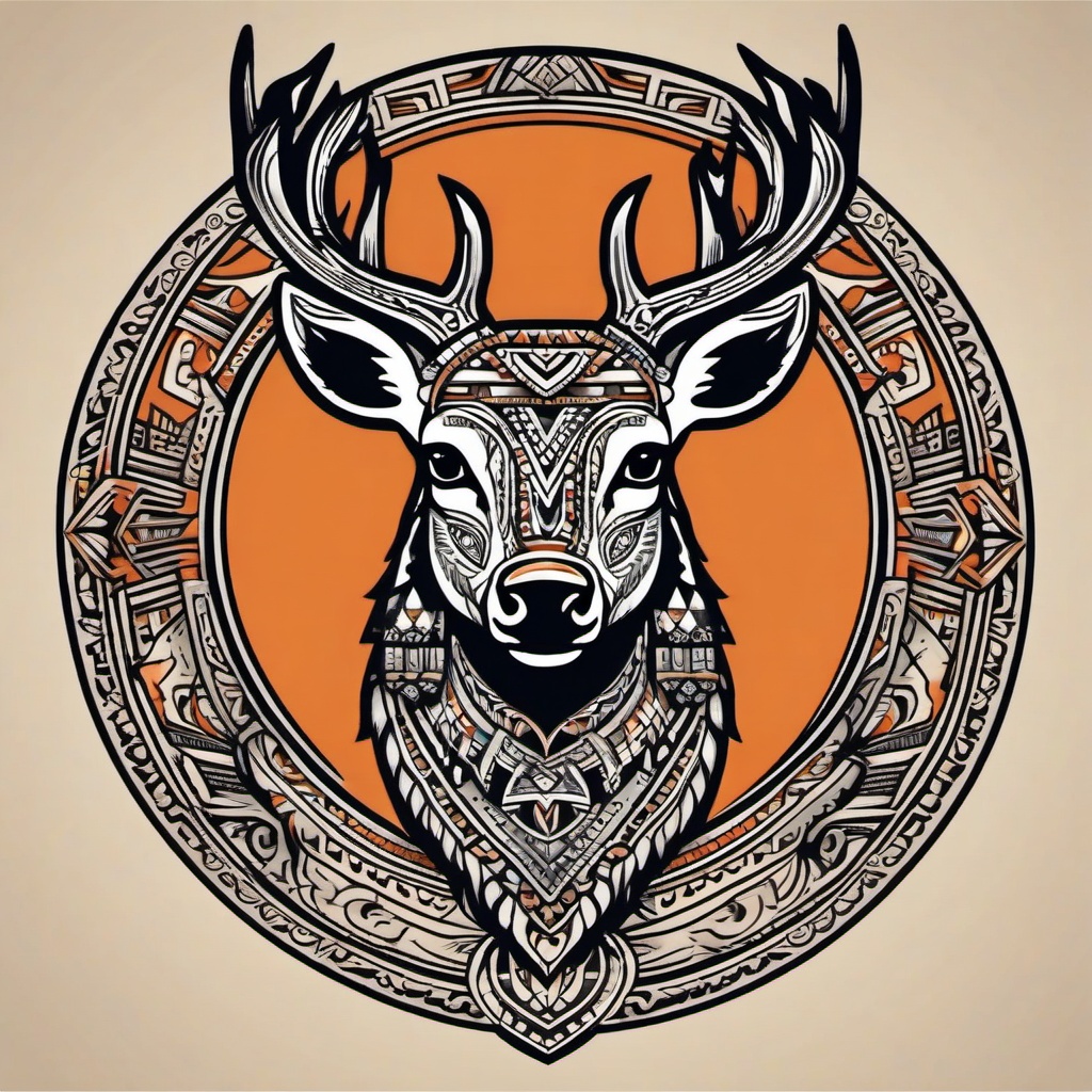aztec deer tattoo  simple vector color tattoo