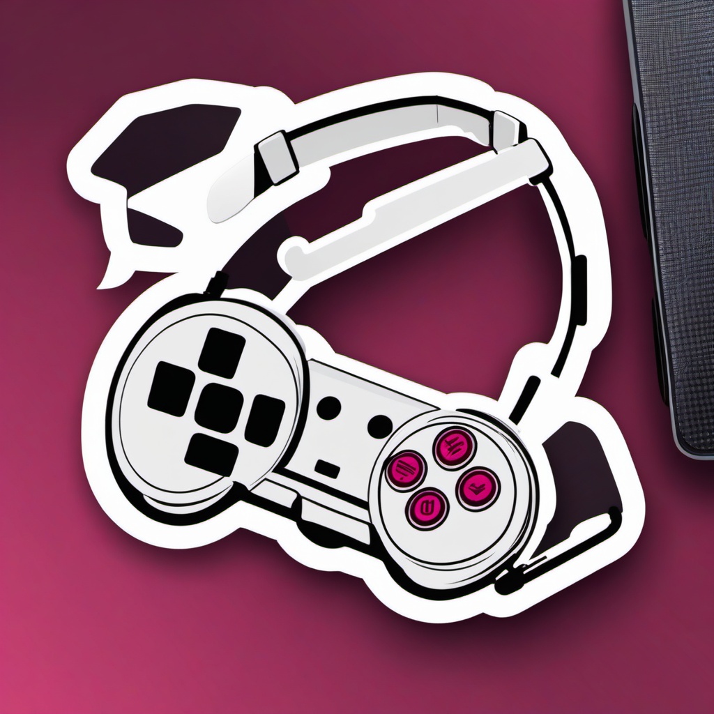 Game controller and headset sticker- Gaming setup, , sticker vector art, minimalist design