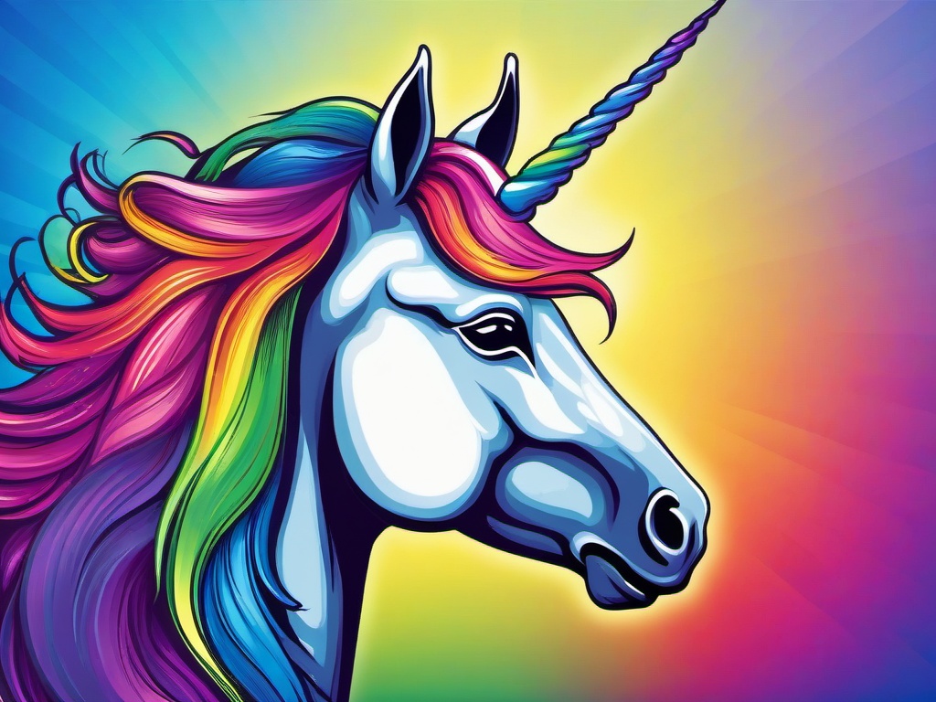 Rainbow Background With Unicorn  