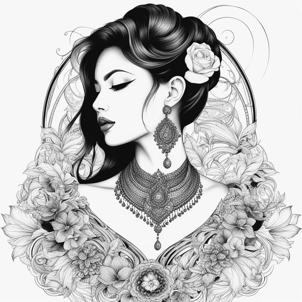 neck tattoo design black and white 