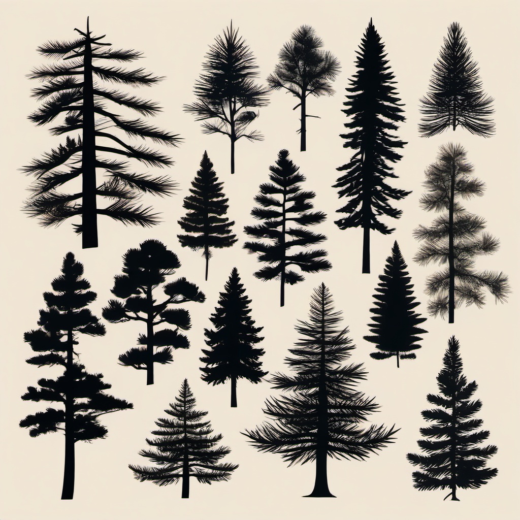 pine tree silhouette tattoo  simple vector color tattoo