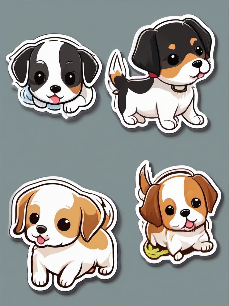 Puppy Playtime sticker- Adorable Doggy Frolic, , color sticker vector art