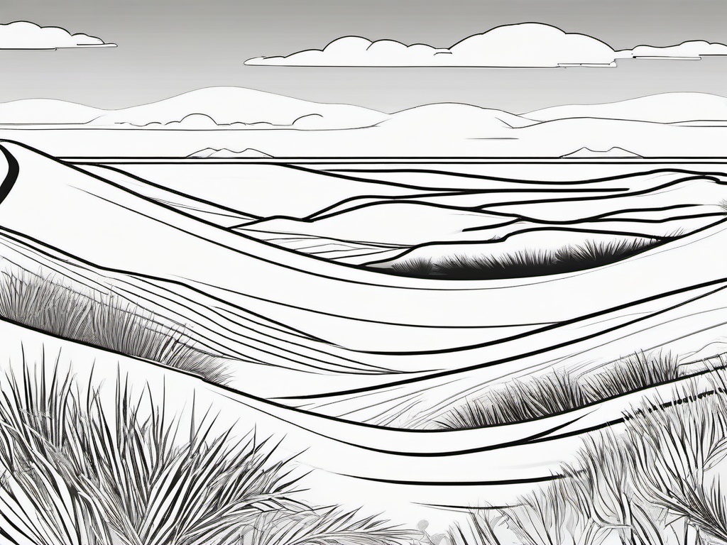 Sand dunes with a scenic sunset  simple coloring pages