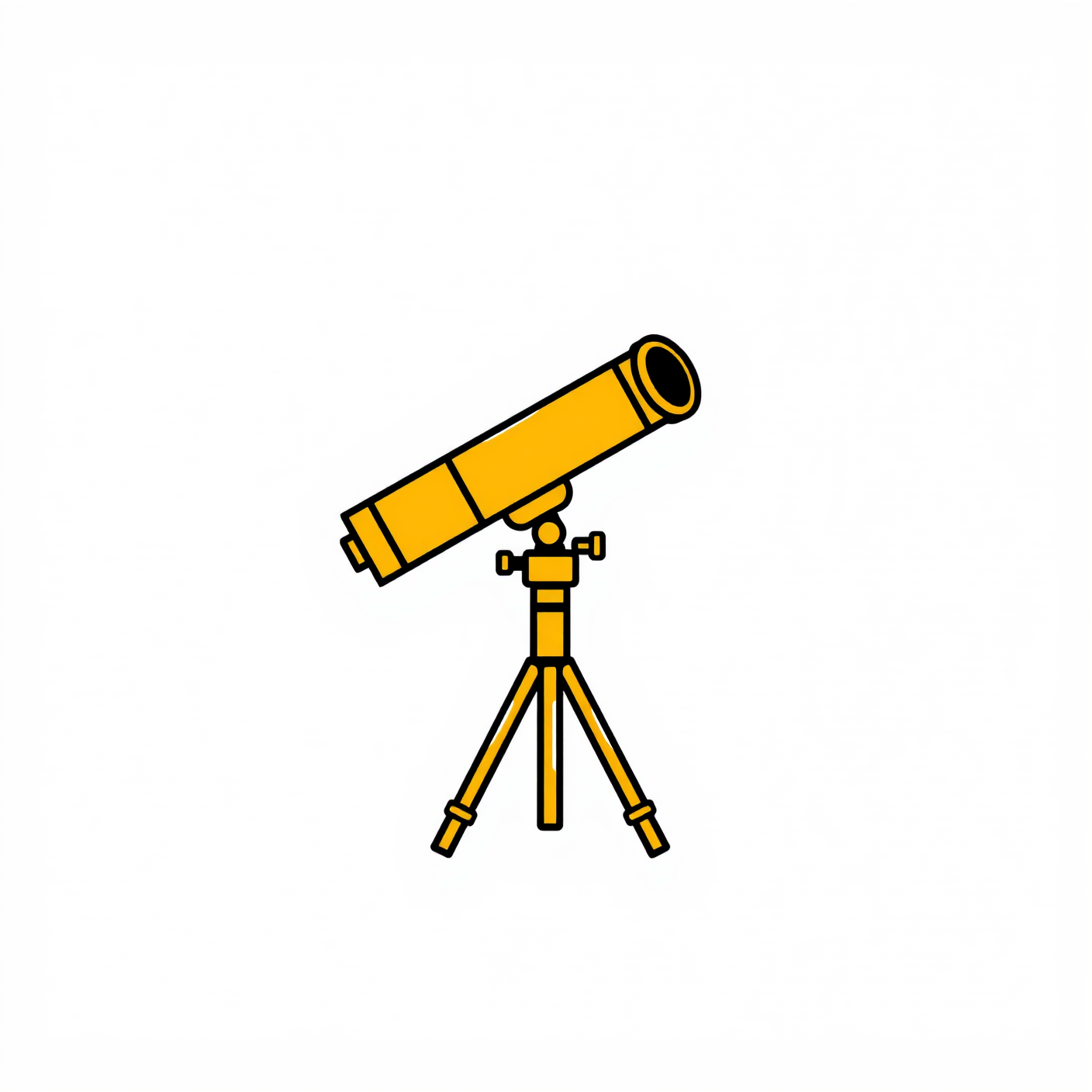 yellow telescope  minimalist design, white background, professional color logo vector art