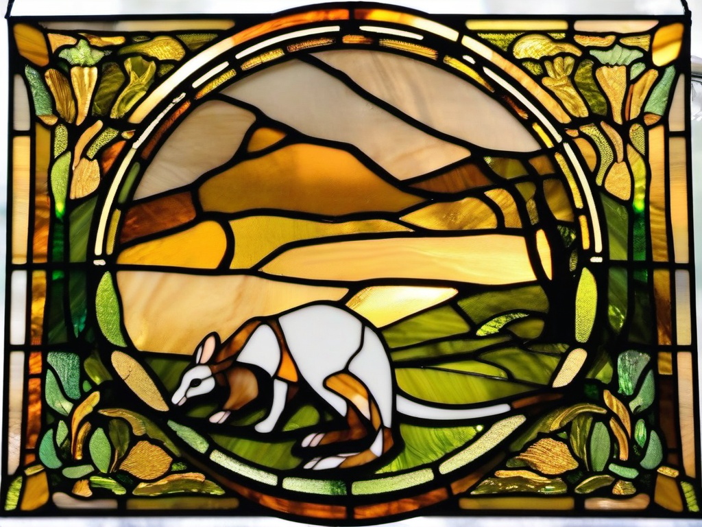 Stained Glass Kangaroo - Kangaroo with joey in pouch  