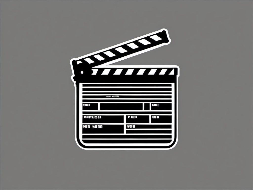 Film clapboard sticker- Action and cut, , sticker vector art, minimalist design