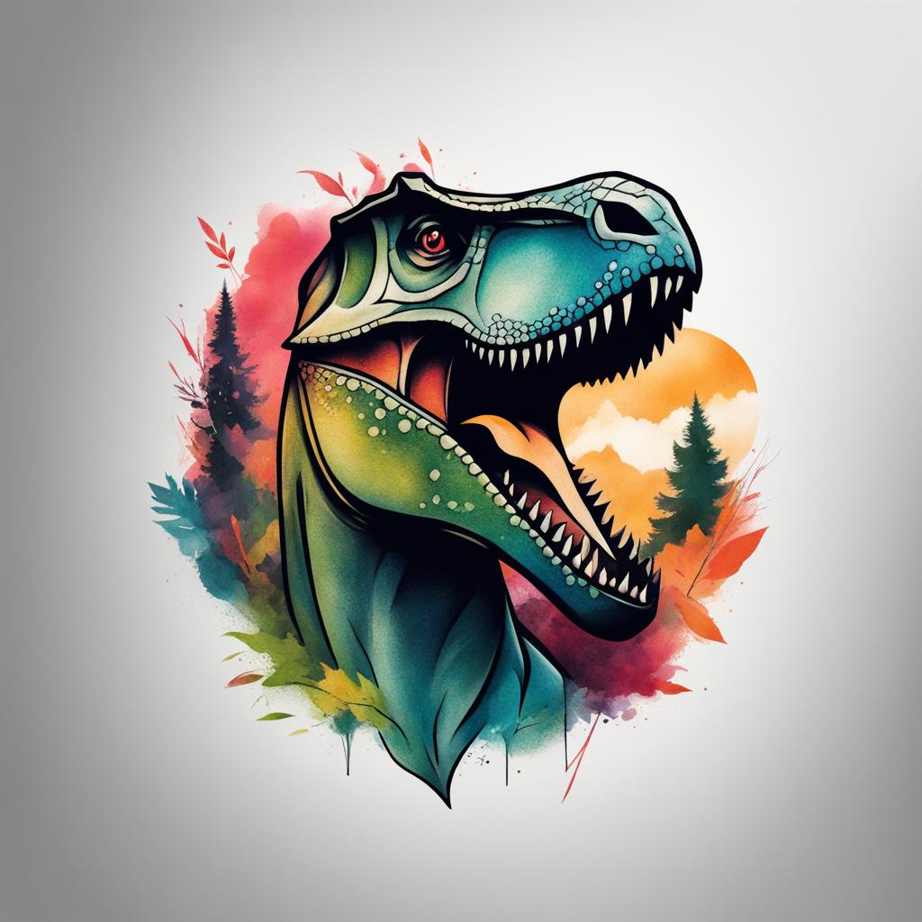 dinosaur tattoo minimalist color design 