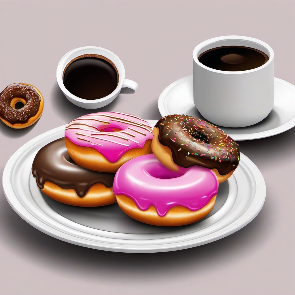 Donut clipart - donut on a plate with coffee  