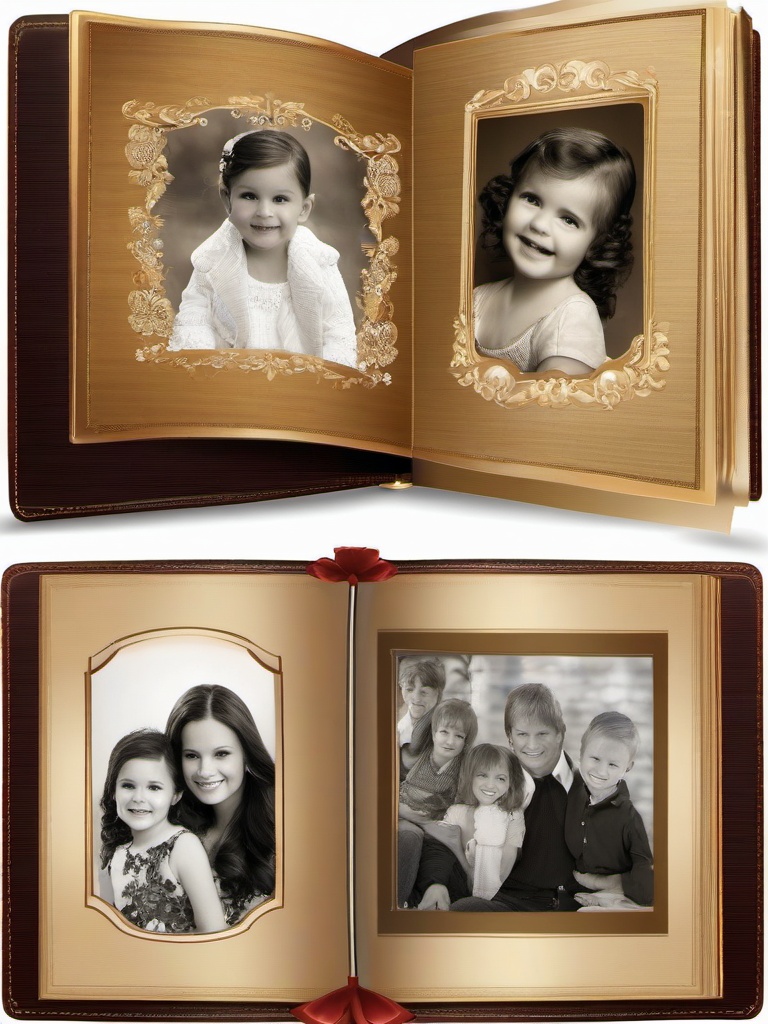 Pictures clipart - photo album open with family photos  