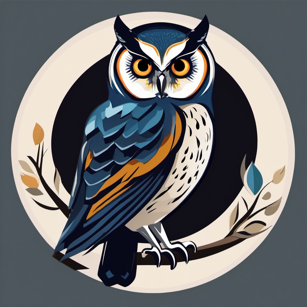 Owl clipart - Nocturnal bird with silent flight and wise demeanor, ,color clipart vector style