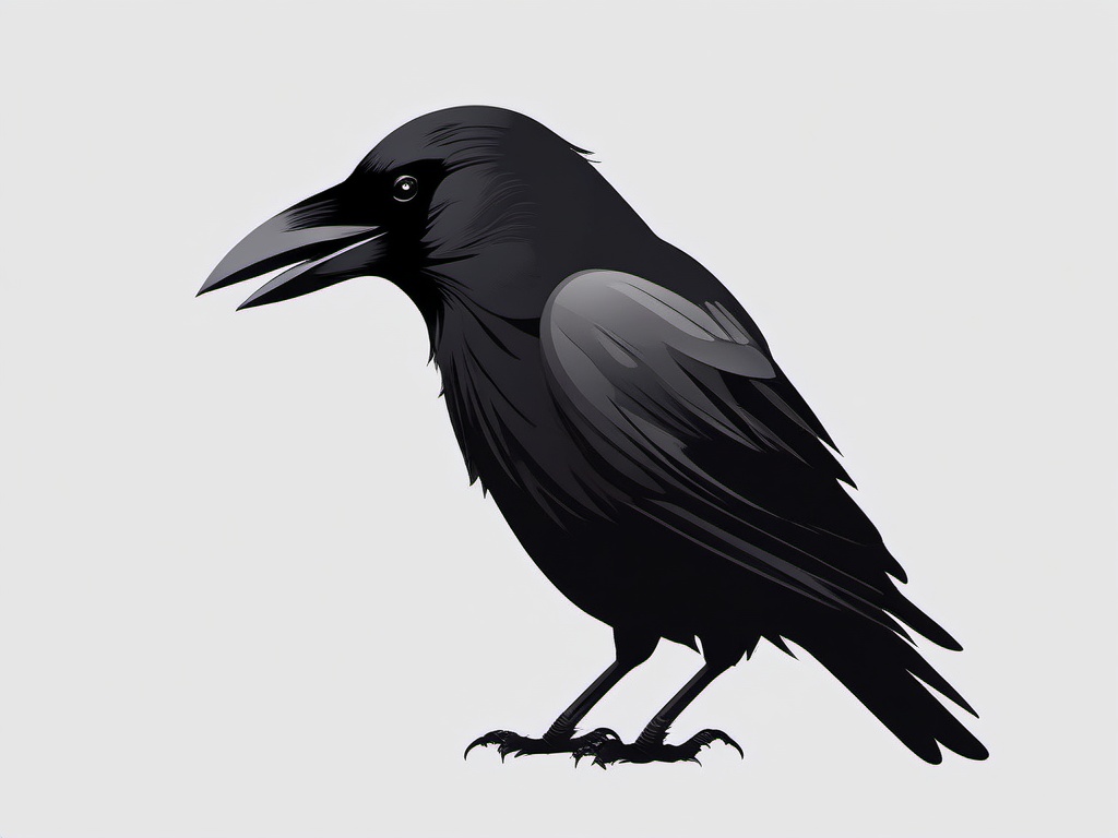 Crow cartoon  minimal, white background