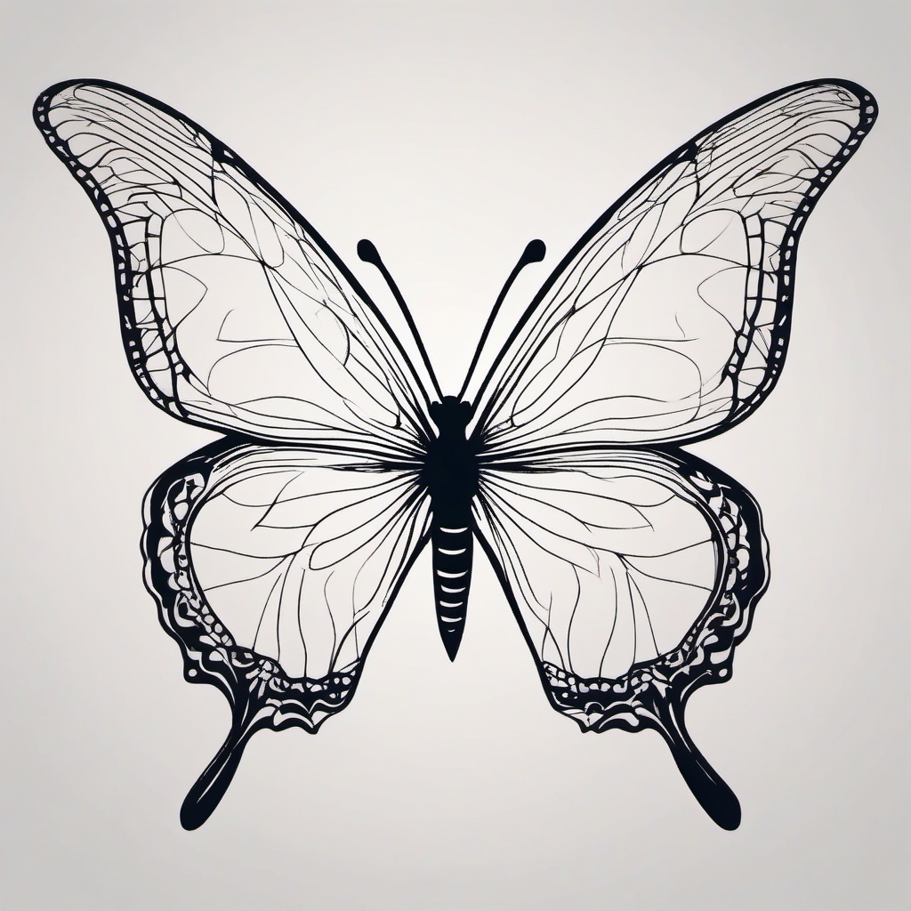 minimalist butterfly tattoo outline  