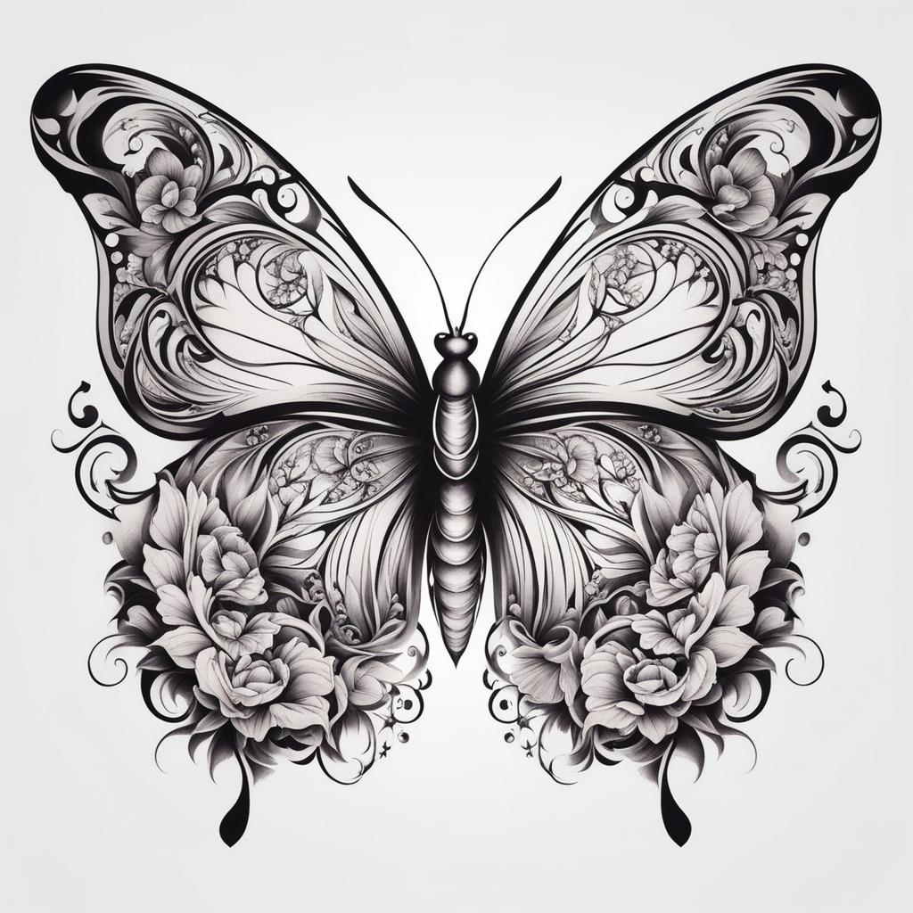 Butterfly butterfly tattoo,A popular choice with various design options. , color tattoo design, white background