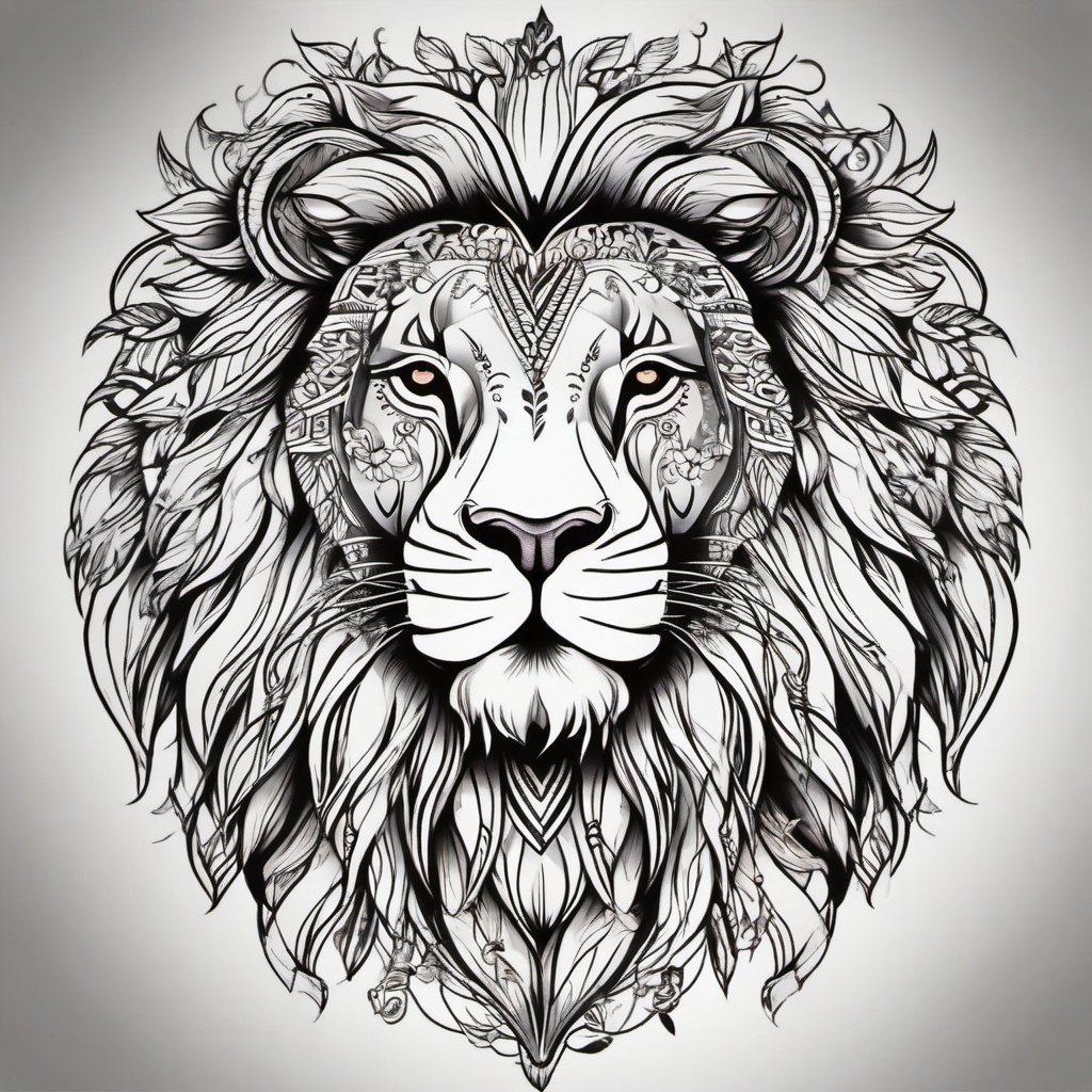 Traditional lion tattoo, Classic and timeless tattoos featuring traditional lion designs. , color tattoo designs, white clean background